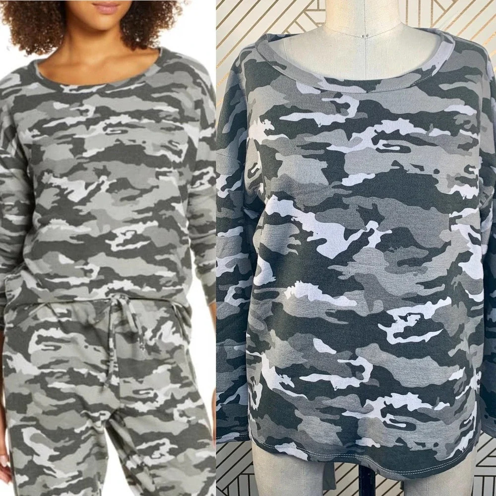 Chaser Camouflage Cozy Knit Pullover Sweatshirt